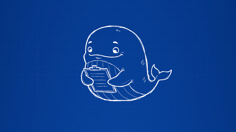 Cartoon whale holding a clipboard - blockchain RFP guide